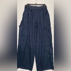 Forever 21 Premium Baggy Cargo Style Blue Adjustable Jean